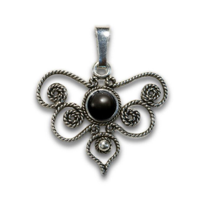 ciondolo-argento-mariposa-nero-gioielli-sardi-filigrana