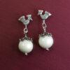 Silver dangle earrings with Sardinian peacocks and stone "PUZONEDDOS"